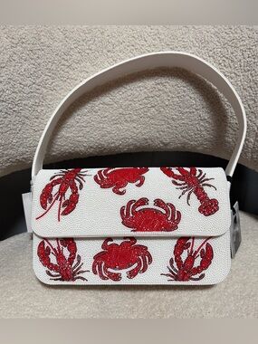 New Release Sincerely Jules White Leather Crab Lobster Beaded Bag Viral TikTok